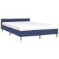 Bettgestell mit Kopfteil Blau 120x200 cm Stoff Bettgestell mit Kopfteil Blau 120x200 cm Stoff