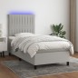 vidaXL Boxspringbett mit Matratze & LED Hellgrau 100x200 cm Stoff vidaXL Boxspringbett mit Matratze & LED Hellgrau 100x200 cm Stoff
