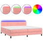 vidaXL Boxspringbett mit Matratze & LED Rosa 200x200 cm Samt vidaXL Boxspringbett mit Matratze & LED Rosa 200x200 cm Samt
