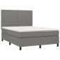 vidaXL Boxspringbett mit Matratze & LED Dunkelgrau 140x200 cm Stoff vidaXL Boxspringbett mit Matratze & LED Dunkelgrau 140x200 cm Stoff