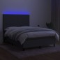 vidaXL Boxspringbett mit Matratze & LED Dunkelgrau 140x200 cm Stoff vidaXL Boxspringbett mit Matratze & LED Dunkelgrau 140x200 cm Stoff