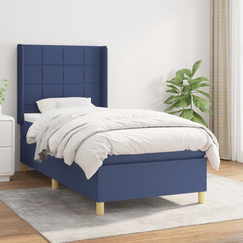vidaXL Boxspringbett mit Matratze Blau 80x200 cm Stoff vidaXL Boxspringbett mit Matratze Blau 80x200 cm Stoff