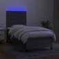 vidaXL Boxspringbett mit Matratze & LED Dunkelgrau 80x200 cm Stoff vidaXL Boxspringbett mit Matratze & LED Dunkelgrau 80x200 cm Stoff