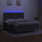 vidaXL Boxspringbett mit Matratze & LED Dunkelgrau 160x200 cm Stoff vidaXL Boxspringbett mit Matratze & LED Dunkelgrau 160x200 cm Stoff
