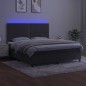 vidaXL Boxspringbett mit Matratze & LED Dunkelgrau 180x200 cm Samt vidaXL Boxspringbett mit Matratze & LED Dunkelgrau 180x200 cm Samt