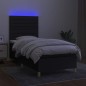 vidaXL Boxspringbett mit Matratze & LED Schwarz 90x200 cm Stoff vidaXL Boxspringbett mit Matratze & LED Schwarz 90x200 cm Stoff