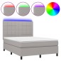 vidaXL Boxspringbett mit Matratze & LED Hellgrau 140x190 cm Stoff vidaXL Boxspringbett mit Matratze & LED Hellgrau 140x190 cm Stoff