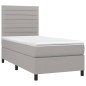 vidaXL Boxspringbett mit Matratze & LED Hellgrau 90x200 cm Stoff vidaXL Boxspringbett mit Matratze & LED Hellgrau 90x200 cm Stoff