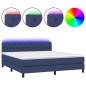 vidaXL Boxspringbett mit Matratze & LED Blau 160x200 cm Stoff vidaXL Boxspringbett mit Matratze & LED Blau 160x200 cm Stoff