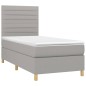 vidaXL Boxspringbett mit Matratze & LED Hellgrau 90x200 cm Stoff vidaXL Boxspringbett mit Matratze & LED Hellgrau 90x200 cm Stoff