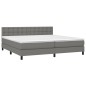 vidaXL Boxspringbett mit Matratze & LED Dunkelgrau 200x200 cm Stoff vidaXL Boxspringbett mit Matratze & LED Dunkelgrau 200x200 cm Stoff