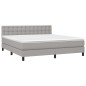 vidaXL Boxspringbett mit Matratze & LED Hellgrau 160x200 cm Stoff vidaXL Boxspringbett mit Matratze & LED Hellgrau 160x200 cm Stoff