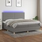 vidaXL Boxspringbett mit Matratze & LED Dunkelgrau 200x200 cm Stoff vidaXL Boxspringbett mit Matratze & LED Dunkelgrau 200x200 cm Stoff