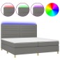 vidaXL Boxspringbett mit Matratze & LED Dunkelgrau 200x200 cm Stoff vidaXL Boxspringbett mit Matratze & LED Dunkelgrau 200x200 cm Stoff