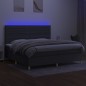 vidaXL Boxspringbett mit Matratze & LED Dunkelgrau 200x200 cm Stoff vidaXL Boxspringbett mit Matratze & LED Dunkelgrau 200x200 cm Stoff