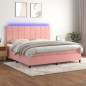 vidaXL Boxspringbett mit Matratze & LED Rosa 200x200 cm Samt vidaXL Boxspringbett mit Matratze & LED Rosa 200x200 cm Samt