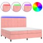 vidaXL Boxspringbett mit Matratze & LED Rosa 200x200 cm Samt vidaXL Boxspringbett mit Matratze & LED Rosa 200x200 cm Samt