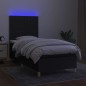 vidaXL Boxspringbett mit Matratze & LED Schwarz 100x200 cm Stoff vidaXL Boxspringbett mit Matratze & LED Schwarz 100x200 cm Stoff
