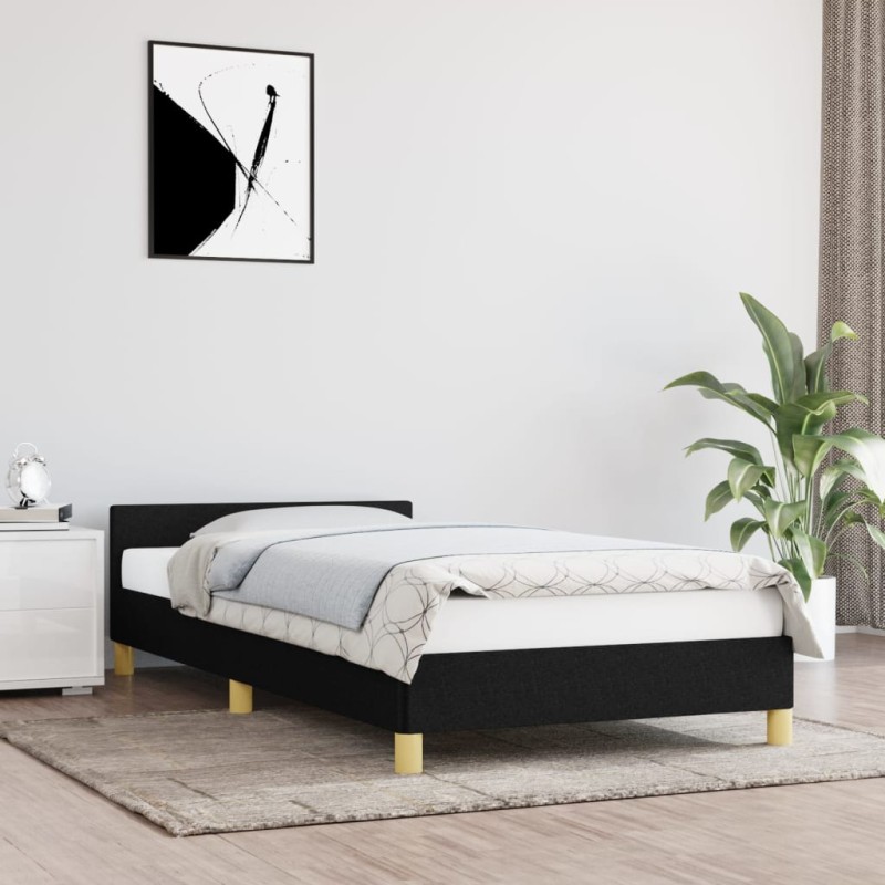 Bettgestell mit Kopfteil Schwarz 80x200 cm Stoff Bettgestell mit Kopfteil Schwarz 80x200 cm Stoff
