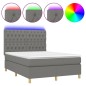 vidaXL Boxspringbett mit Matratze & LED Dunkelgrau 140x200 cm Stoff vidaXL Boxspringbett mit Matratze & LED Dunkelgrau 140x200 cm Stoff