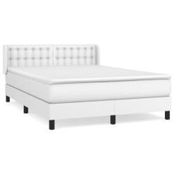 vidaXL Boxspringbett mit Matratze Weiß 140x200 cm Kunstleder