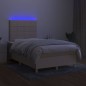 vidaXL Boxspringbett mit Matratze & LED Creme 120x200 cm Stoff vidaXL Boxspringbett mit Matratze & LED Creme 120x200 cm Stoff