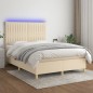 vidaXL Boxspringbett mit Matratze & LED Creme 140x190 cm Stoff vidaXL Boxspringbett mit Matratze & LED Creme 140x190 cm Stoff