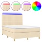 vidaXL Boxspringbett mit Matratze & LED Creme 140x190 cm Stoff vidaXL Boxspringbett mit Matratze & LED Creme 140x190 cm Stoff