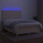 vidaXL Boxspringbett mit Matratze & LED Creme 140x190 cm Stoff vidaXL Boxspringbett mit Matratze & LED Creme 140x190 cm Stoff