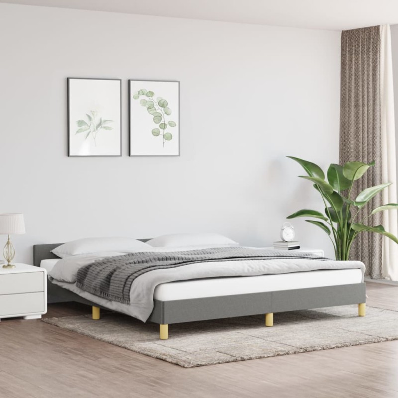 Bettgestell mit Kopfteil Dunkelgrau 180x200 cm Stoff Bettgestell mit Kopfteil Dunkelgrau 180x200 cm Stoff