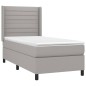 vidaXL Boxspringbett mit Matratze Hellgrau 100x200 cm Stoff vidaXL Boxspringbett mit Matratze Hellgrau 100x200 cm Stoff