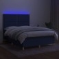 vidaXL Boxspringbett mit Matratze & LED Blau 140x190 cm Stoff vidaXL Boxspringbett mit Matratze & LED Blau 140x190 cm Stoff