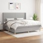 vidaXL Boxspringbett mit Matratze Hellgrau 200x200 cm Stoff vidaXL Boxspringbett mit Matratze Hellgrau 200x200 cm Stoff