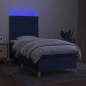 vidaXL Boxspringbett mit Matratze & LED Blau 90x200 cm Stoff vidaXL Boxspringbett mit Matratze & LED Blau 90x200 cm Stoff