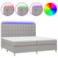 vidaXL Boxspringbett mit Matratze & LED Hellgrau 200x200 cm Stoff vidaXL Boxspringbett mit Matratze & LED Hellgrau 200x200 cm Stoff