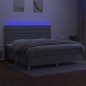 vidaXL Boxspringbett mit Matratze & LED Hellgrau 200x200 cm Stoff vidaXL Boxspringbett mit Matratze & LED Hellgrau 200x200 cm Stoff