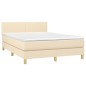 vidaXL Boxspringbett mit Matratze & LED Creme 140x190 cm Stoff vidaXL Boxspringbett mit Matratze & LED Creme 140x190 cm Stoff