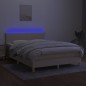 vidaXL Boxspringbett mit Matratze & LED Creme 140x190 cm Stoff vidaXL Boxspringbett mit Matratze & LED Creme 140x190 cm Stoff
