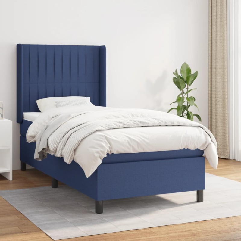 vidaXL Boxspringbett mit Matratze Blau 80x200 cm Stoff vidaXL Boxspringbett mit Matratze Blau 80x200 cm Stoff