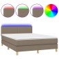 vidaXL Boxspringbett mit Matratze & LED Taupe 140x200 cm Stoff vidaXL Boxspringbett mit Matratze & LED Taupe 140x200 cm Stoff