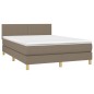 vidaXL Boxspringbett mit Matratze & LED Taupe 140x200 cm Stoff vidaXL Boxspringbett mit Matratze & LED Taupe 140x200 cm Stoff