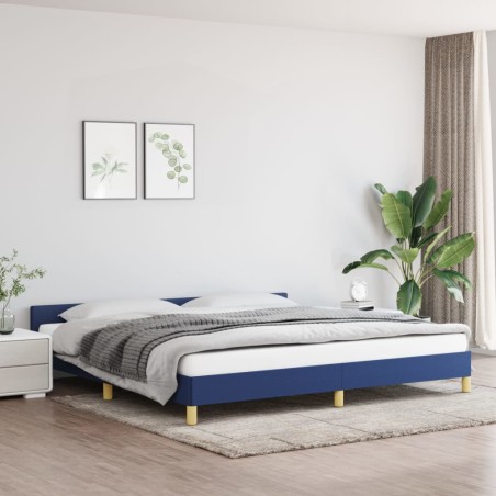 Bettgestell mit Kopfteil Blau 200x200 cm Stoff