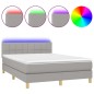 vidaXL Boxspringbett mit Matratze & LED Hellgrau 140x200 cm Stoff vidaXL Boxspringbett mit Matratze & LED Hellgrau 140x200 cm Stoff