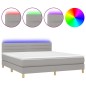 vidaXL Boxspringbett mit Matratze & LED Hellgrau 160x200 cm Stoff vidaXL Boxspringbett mit Matratze & LED Hellgrau 160x200 cm Stoff