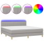 vidaXL Boxspringbett mit Matratze & LED Hellgrau 160x200 cm Stoff vidaXL Boxspringbett mit Matratze & LED Hellgrau 160x200 cm Stoff