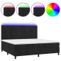 vidaXL Boxspringbett mit Matratze & LED Schwarz 200x200 cm Samt vidaXL Boxspringbett mit Matratze & LED Schwarz 200x200 cm Samt