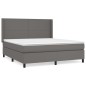 vidaXL Boxspringbett mit Matratze Grau 160x200 cm Kunstleder vidaXL Boxspringbett mit Matratze Grau 160x200 cm Kunstleder