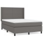 vidaXL Boxspringbett mit Matratze Grau 140x200 cm Kunstleder vidaXL Boxspringbett mit Matratze Grau 140x200 cm Kunstleder