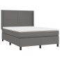 vidaXL Boxspringbett mit Matratze Grau 140x200 cm Kunstleder vidaXL Boxspringbett mit Matratze Grau 140x200 cm Kunstleder