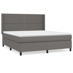 vidaXL Boxspringbett mit Matratze Grau 180x200 cm Kunstleder